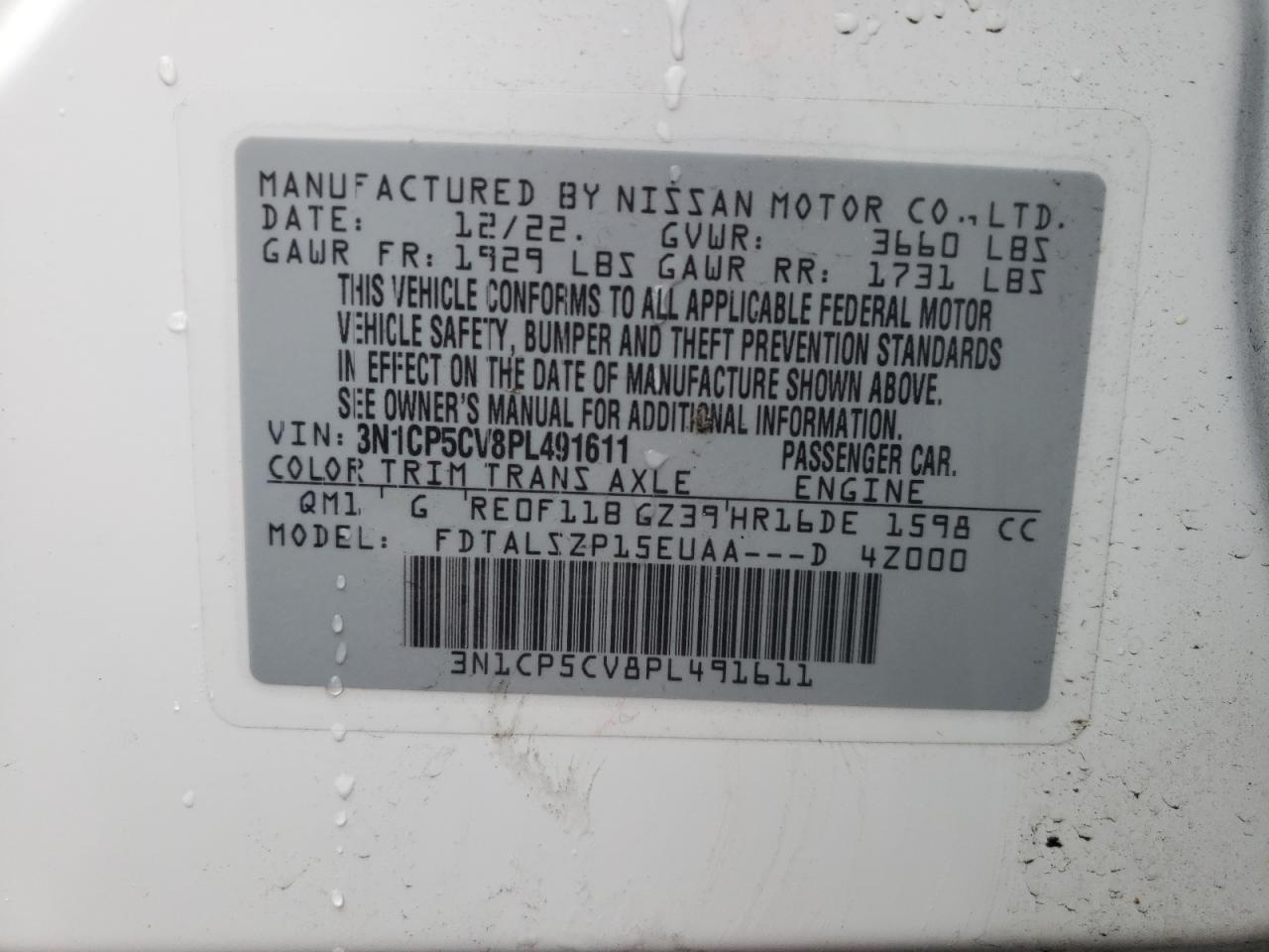 3N1CP5CV8PL491611 NISSAN KICKS 2023