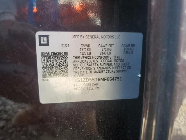 2021 Chevrolet Malibu Lt VIN: 1G1ZD5ST6MF064751 Lot: 51094304
