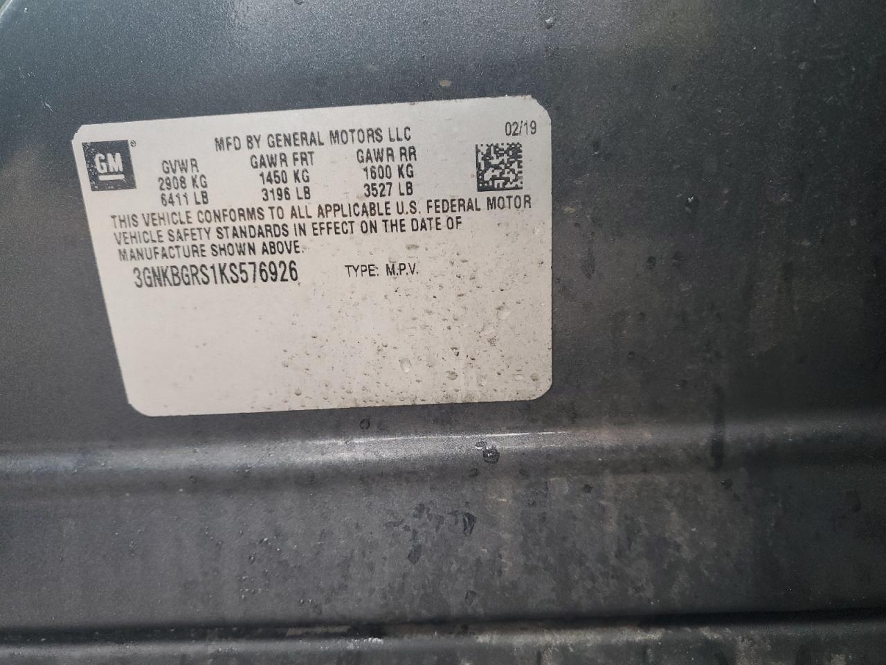 3GNKBGRS1KS576926 CHEVROLET BLAZER 2019