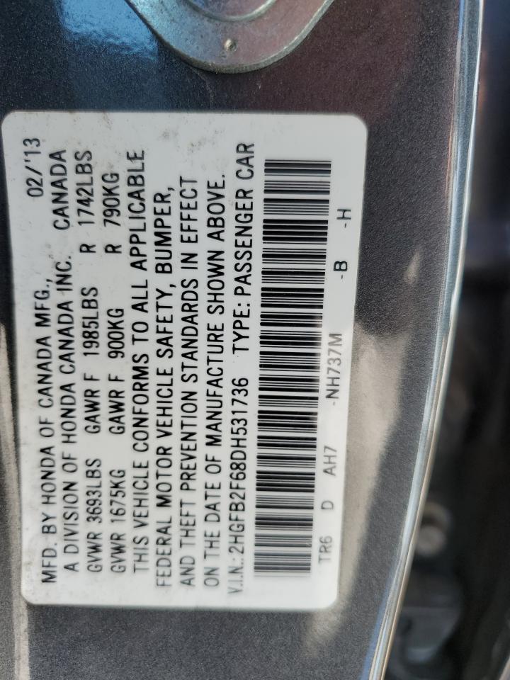 2HGFB2F68DH531736 2013 Honda Civic Hf