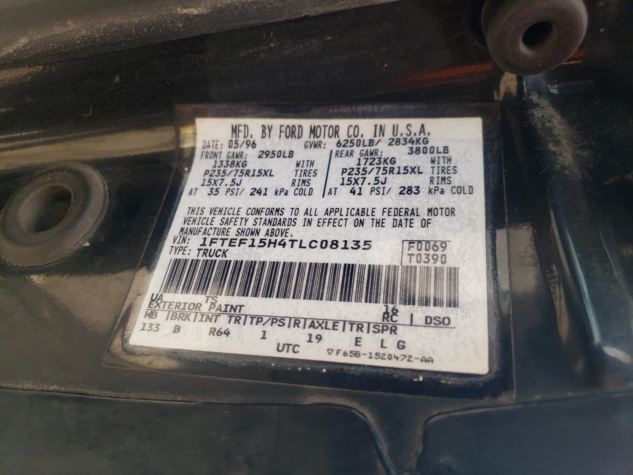 1FTEF15H4TLC08135 1996 Ford F150