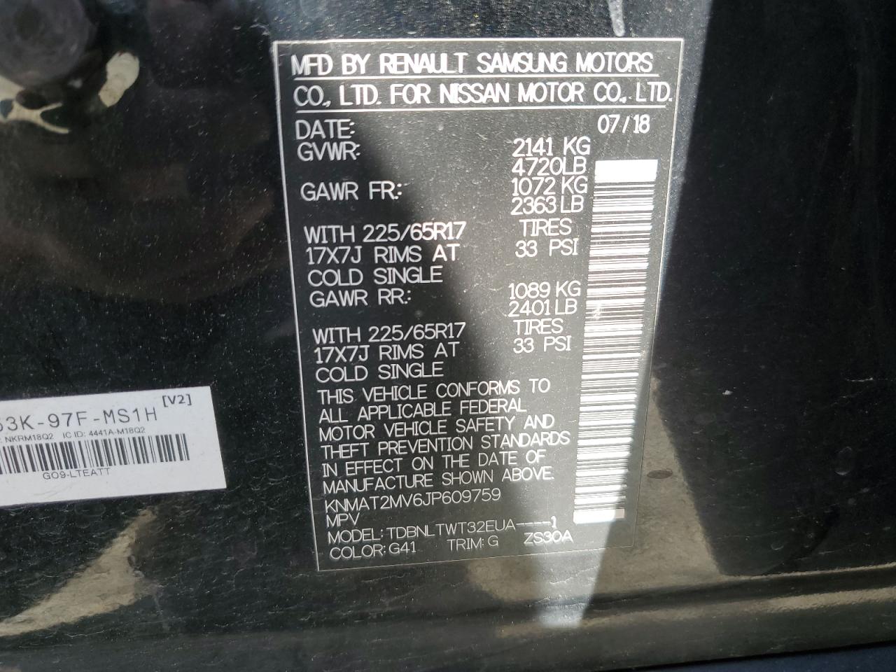 KNMAT2MV6JP609759 NISSAN ROGUE 2018