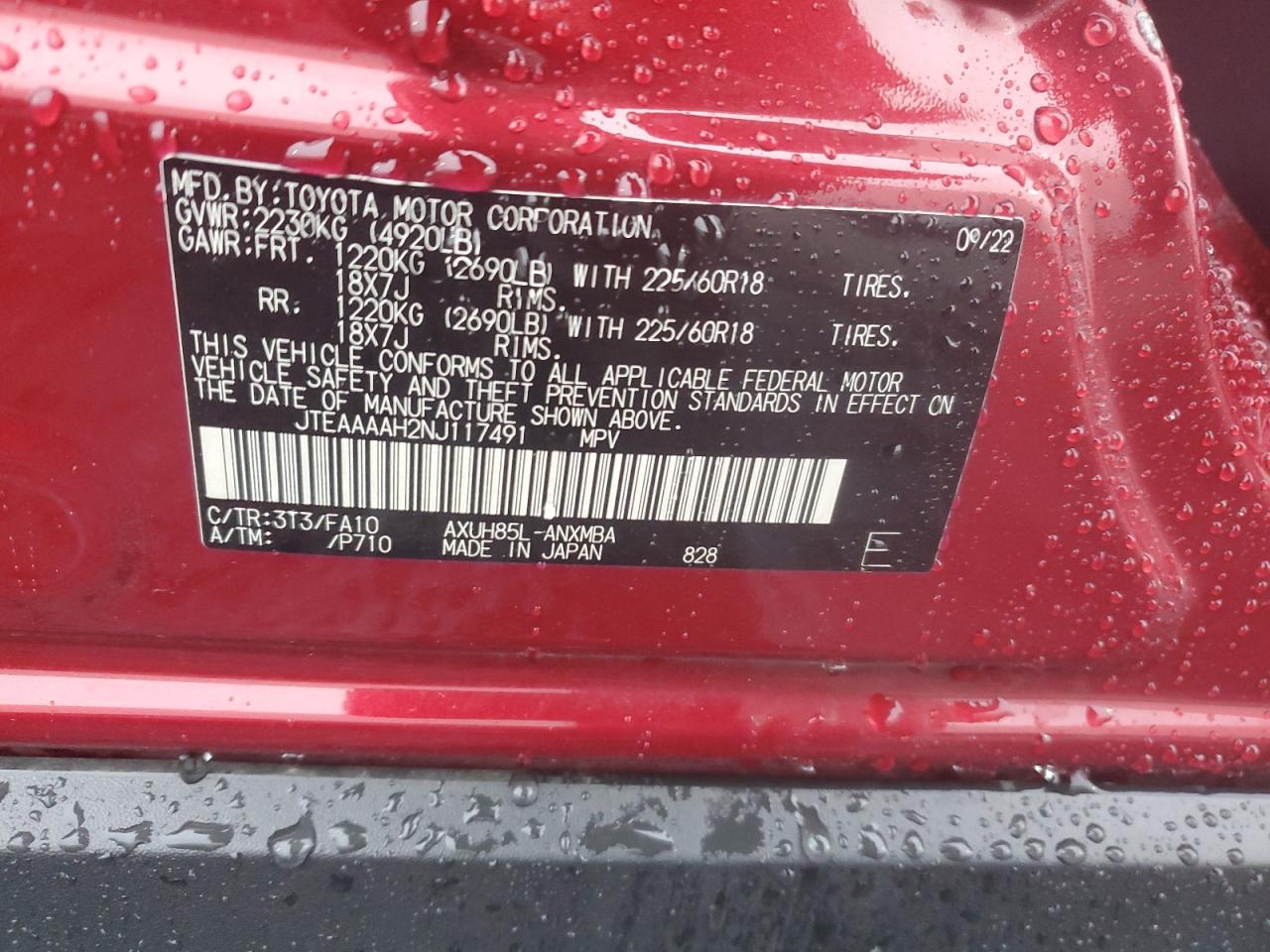 JTEAAAAH2NJ117491 TOYOTA VENZA 2022
