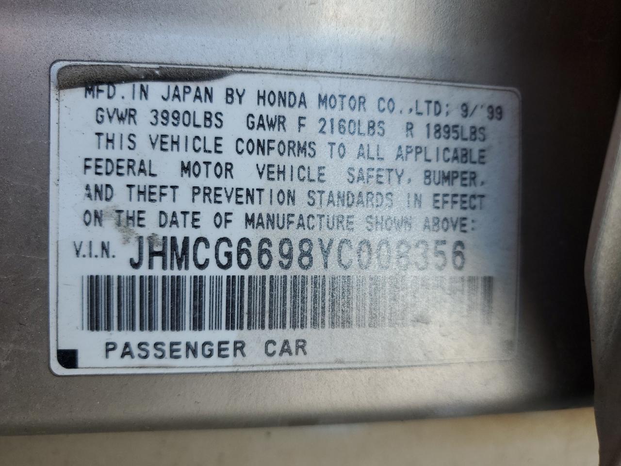 JHMCG6698YC008356 2000 Honda Accord Se