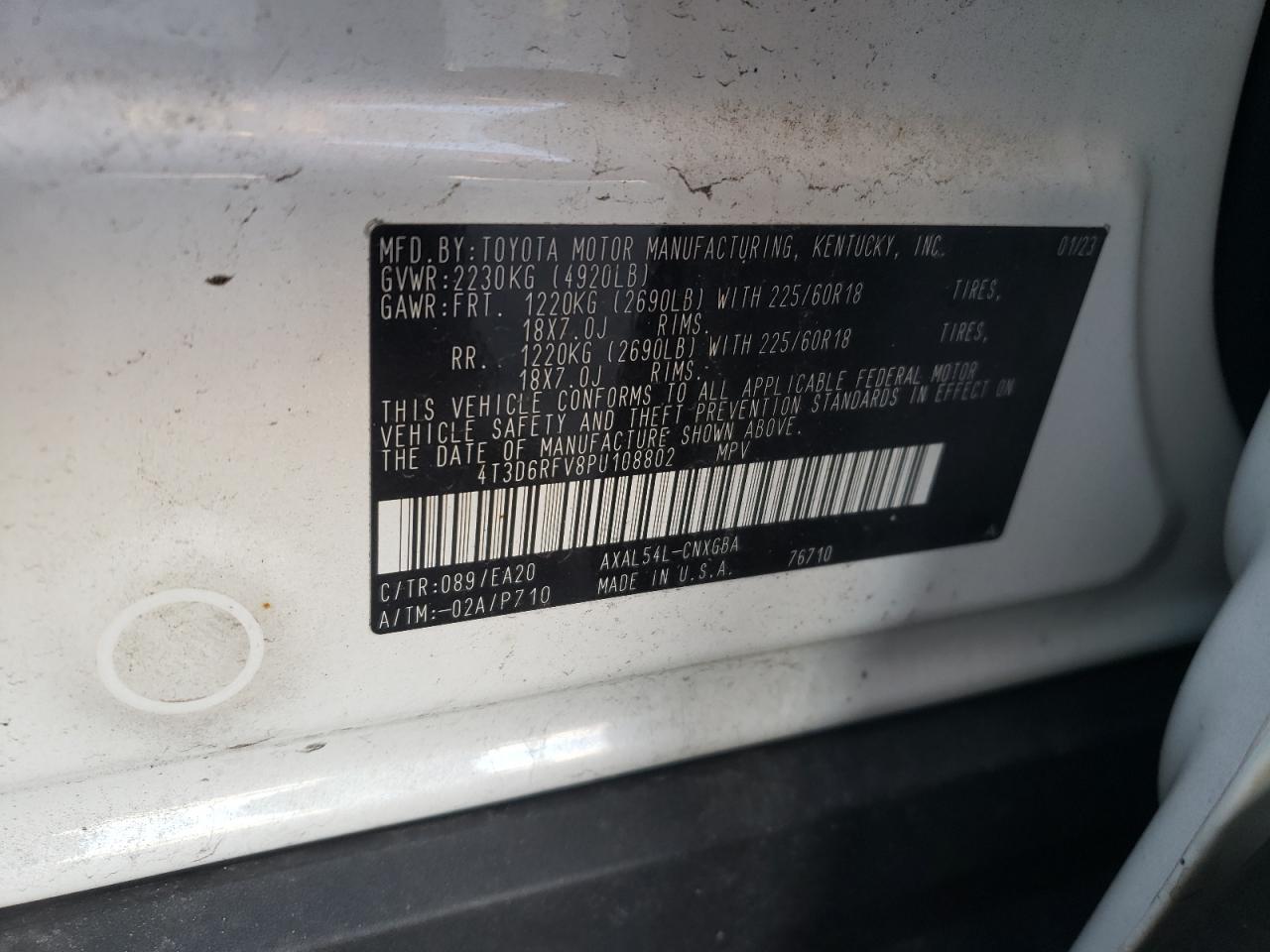 4T3D6RFV8PU108802 TOYOTA RAV4 2023