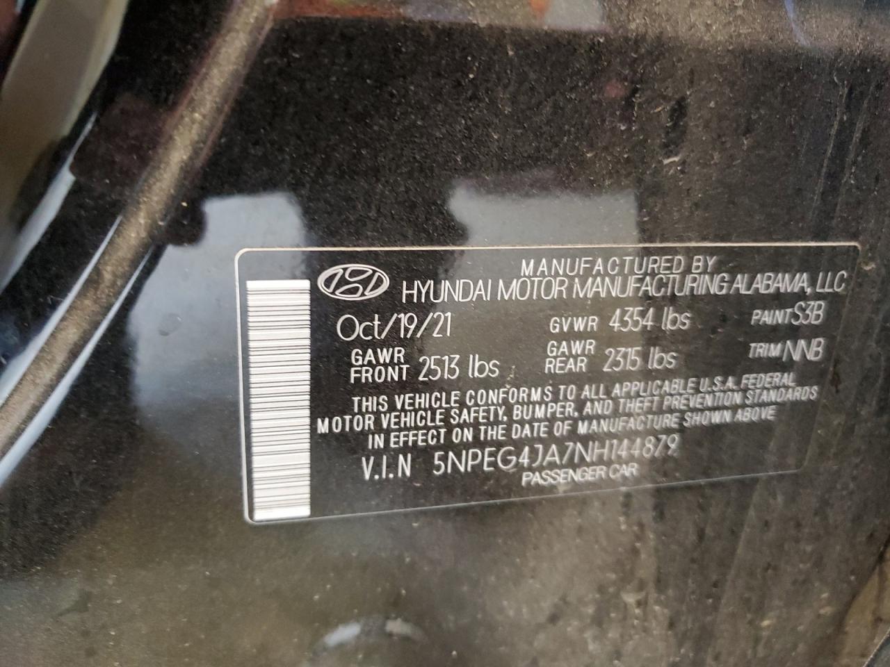 5NPEG4JA7NH144879 2022 Hyundai Sonata Se