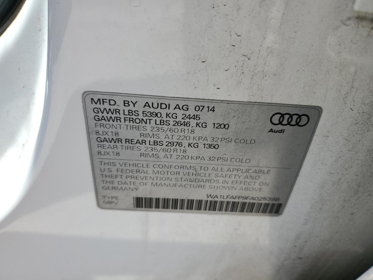 2015 Audi Q5 Premium Plus vin: WA1LFAFP9FA025398