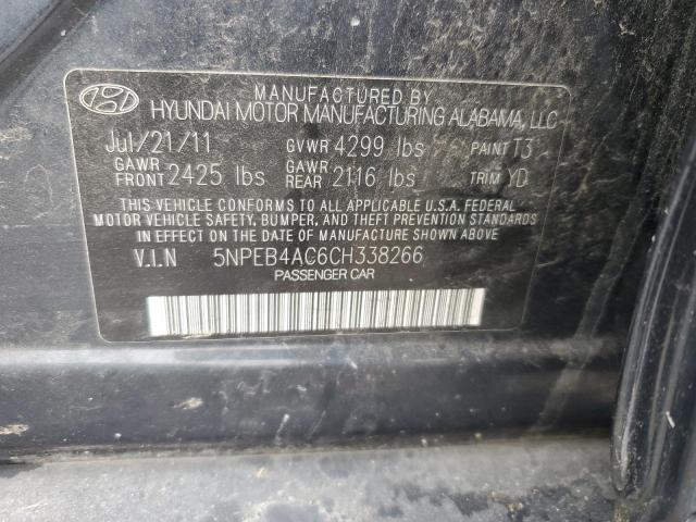 5NPEB4AC6CH338266 | 2012 Hyundai sonata gls