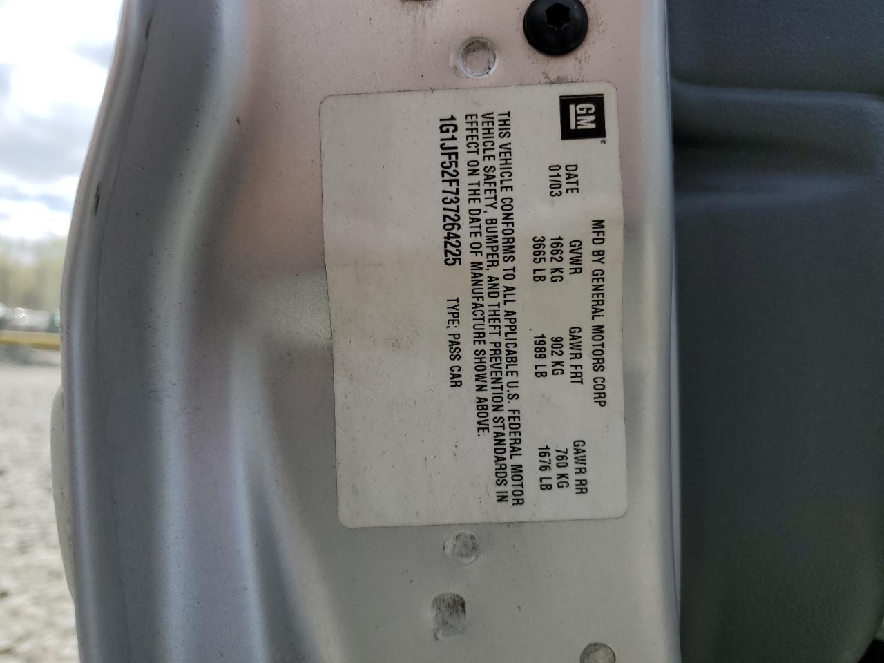 1G1JF52F737264225 2003 Chevrolet Cavalier Ls