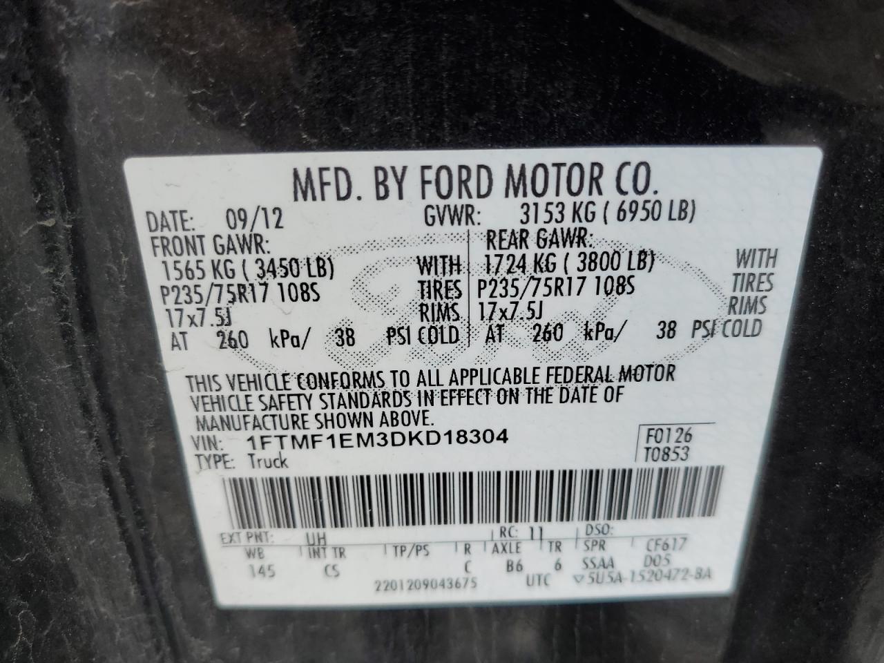 1FTMF1EM3DKD18304 2013 Ford F150