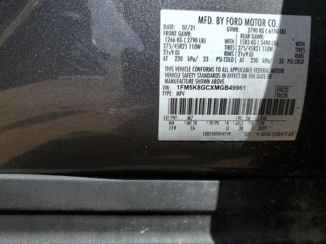 2021 Ford Explorer St VIN: 1FM5K8GCXMGB49961 Lot: 50875934