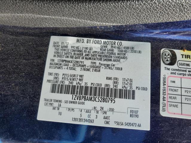 2012 Ford Mustang VIN: 1ZVBP8AM3C5280795 Lot: 52927214