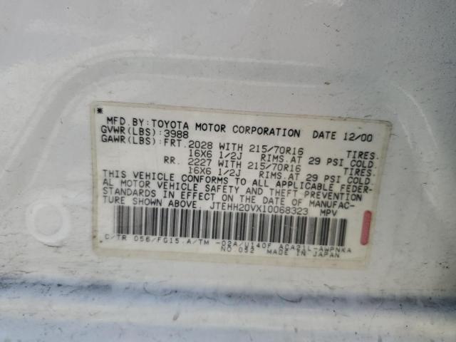 2001 Toyota Rav4 VIN: JTEHH20VX10068323 Lot: 50587864