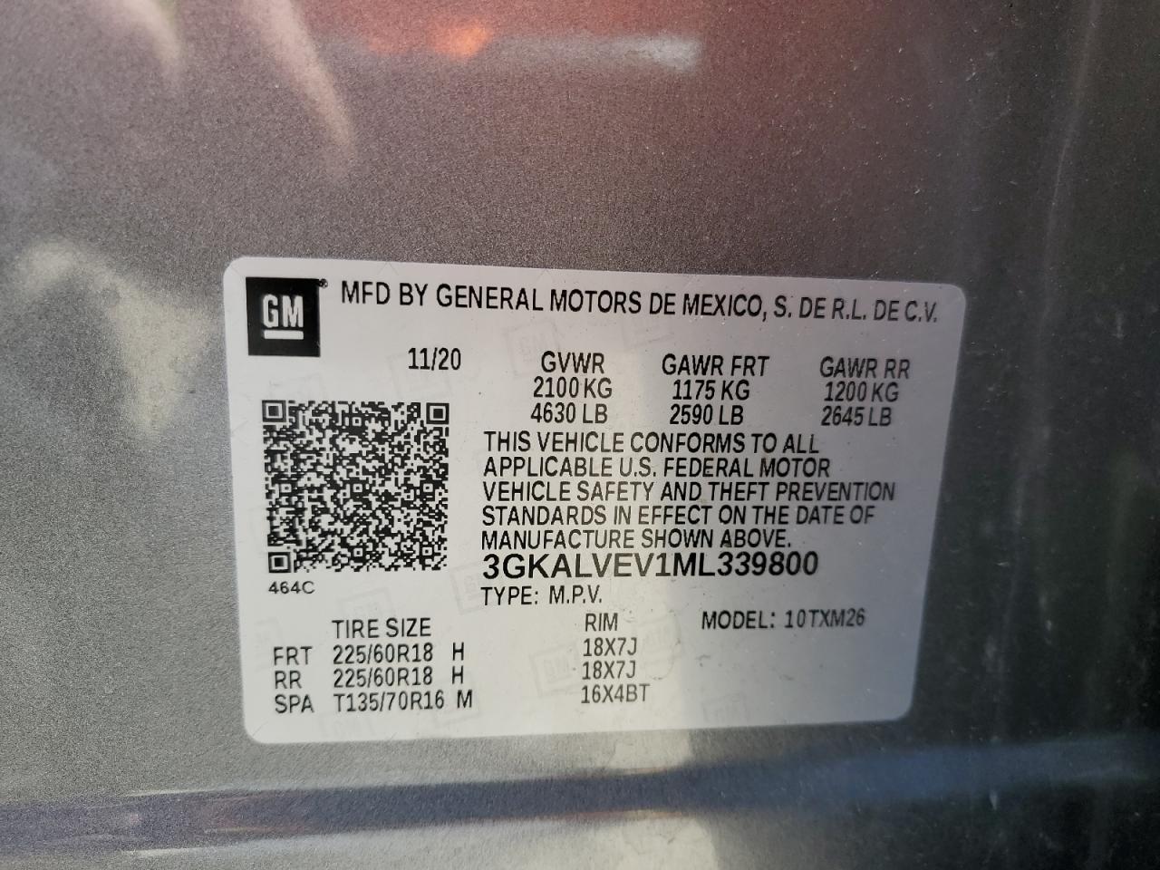 3GKALVEV1ML339800 2021 GMC Terrain Slt