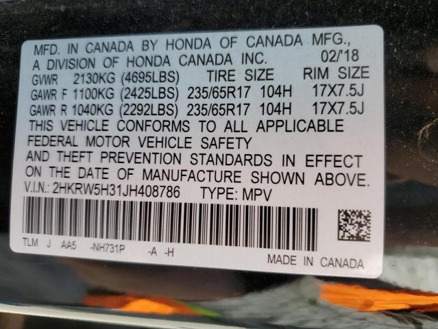 2018 Honda Cr-V Lx VIN: 2HKRW5H31JH408786 Lot: 49240024