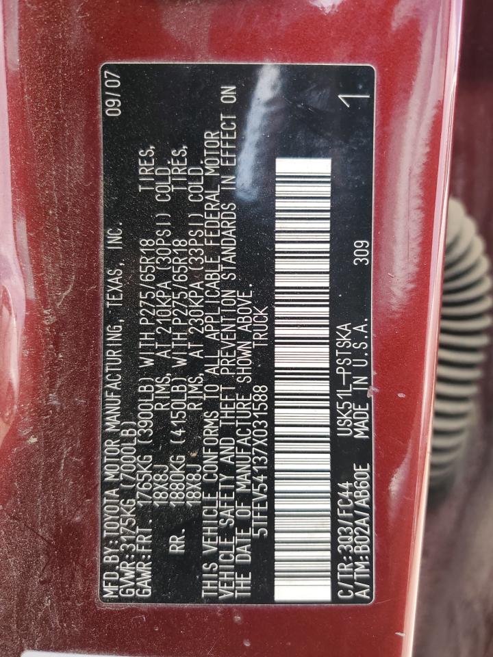 5TFEV54137X031588 2007 Toyota Tundra Crewmax Sr5