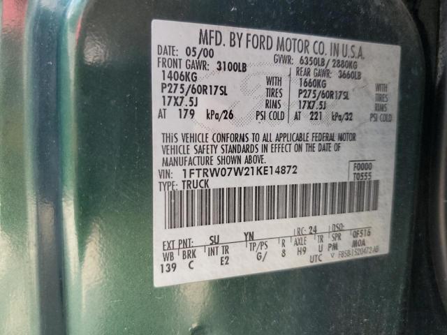 1FTRW07W21KE14872 2001 Ford F150 Supercrew