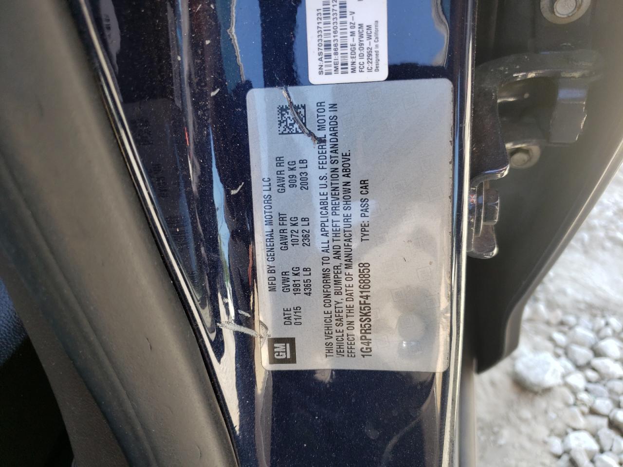 1G4PR5SK5F4168858 2015 Buick Verano Convenience