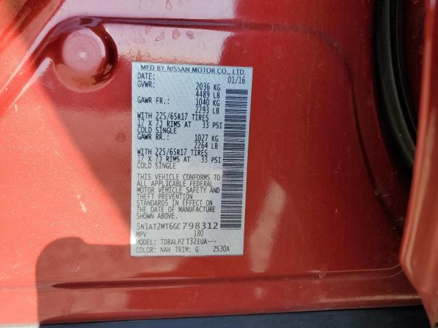 2016 Nissan Rogue S VIN: 5N1AT2MT6GC798312 Lot: 51910284