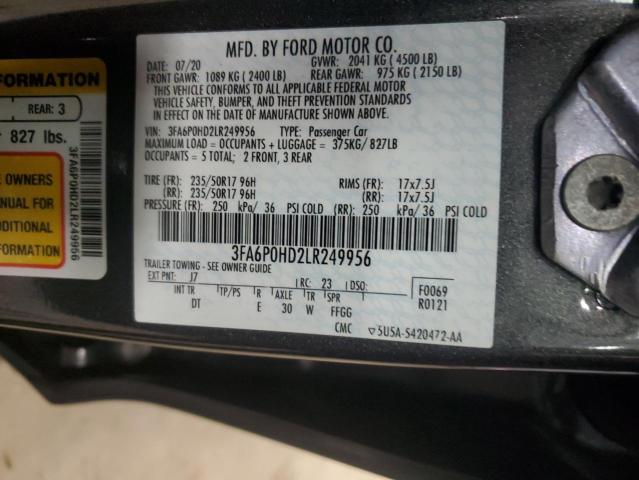 VIN 3FA6P0HD2LR249956 2020 Ford Fusion, SE no.12