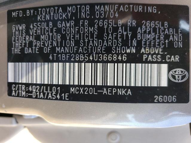 2004 Toyota Avalon Xl VIN: 4T1BF28B54U366846 Lot: 49293874