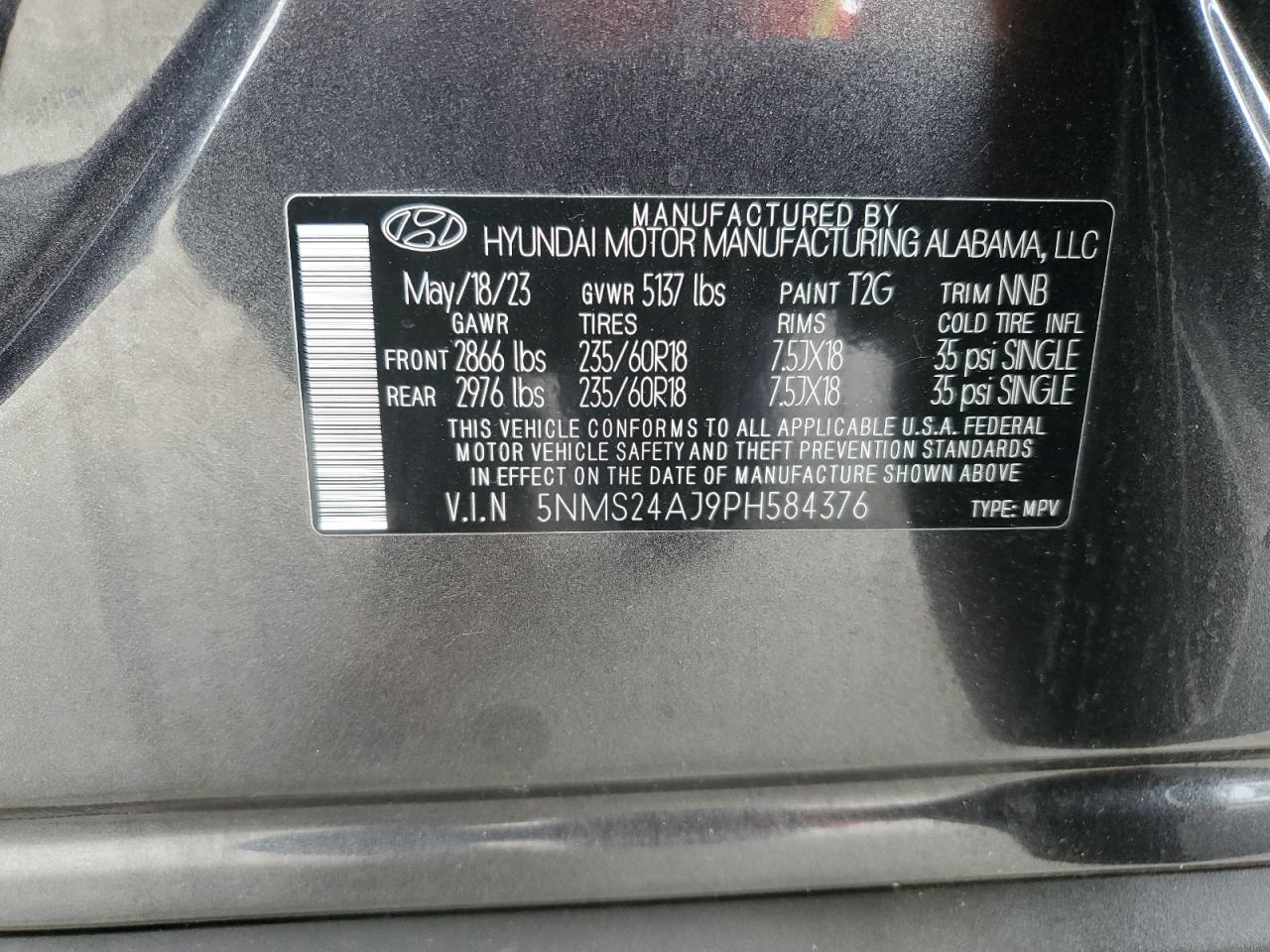 5NMS24AJ9PH584376 2023 Hyundai Santa Fe Sel