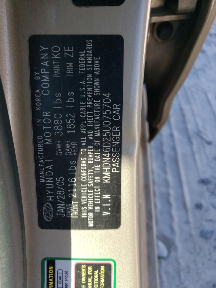 KMHDN46D25U075704 2005 Hyundai Elantra Gls