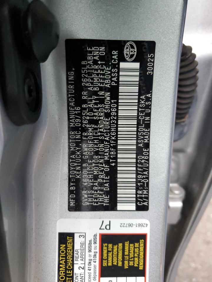 4T1BF1FK6HU329601 TOYOTA CAMRY 2017