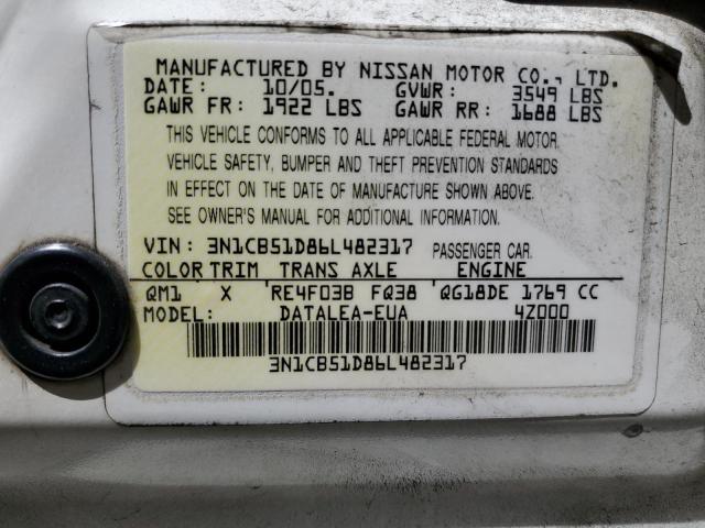 2006 Nissan Sentra 1.8 VIN: 3N1CB51D86L482317 Lot: 52347004