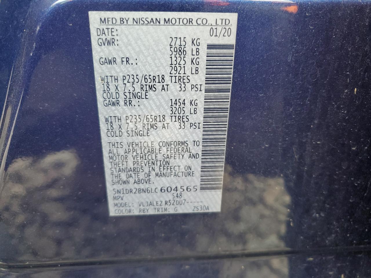 5N1DR2BN6LC604565 NISSAN PATHFINDER 2020