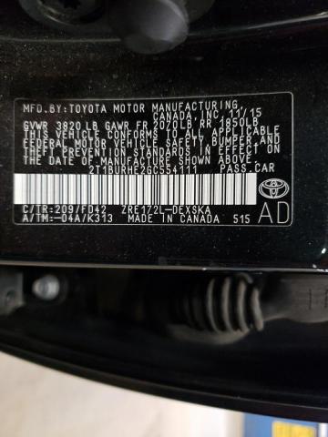 2016 Toyota Corolla L VIN: 2T1BURHE2GC554111 Lot: 50308804