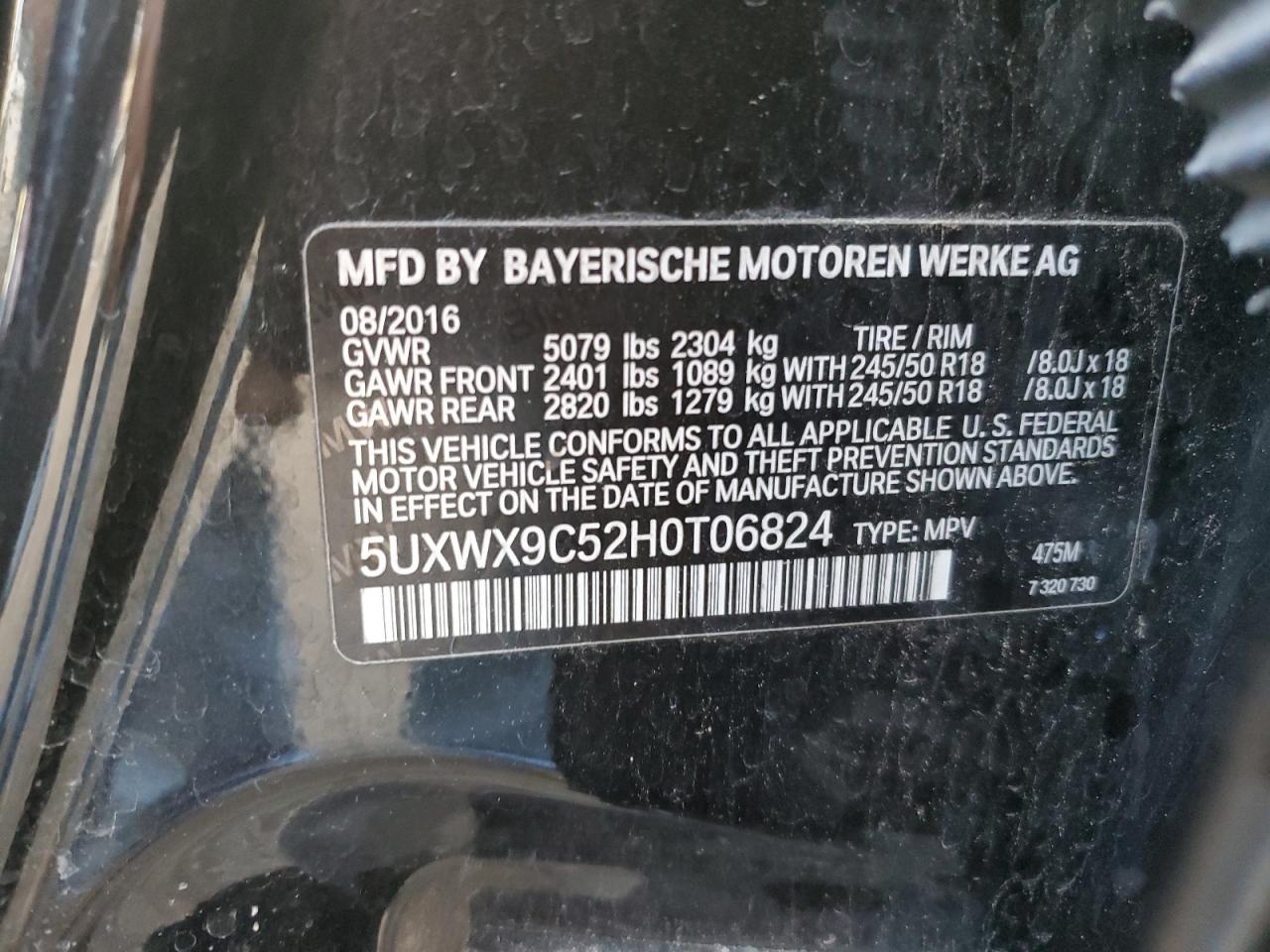 5UXWX9C52H0T06824 2017 BMW X3 xDrive28I