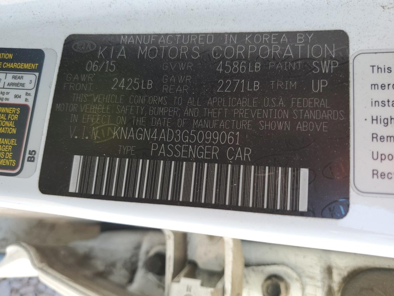 KNAGN4AD3G5099061 2016 Kia Optima Hybrid