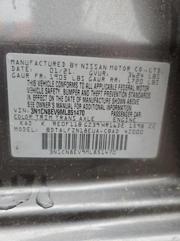 2021 Nissan Versa Sv vin: 3N1CN8EV9ML851470