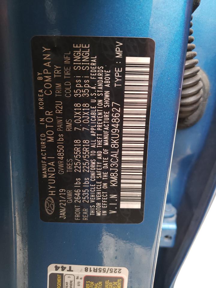 KM8J3CAL8KU948627 2019 Hyundai Tucson Limited