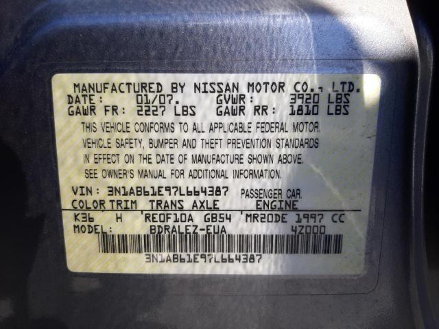 2007 Nissan Sentra 2.0 VIN: 3N1AB61E97L664387 Lot: 50564164