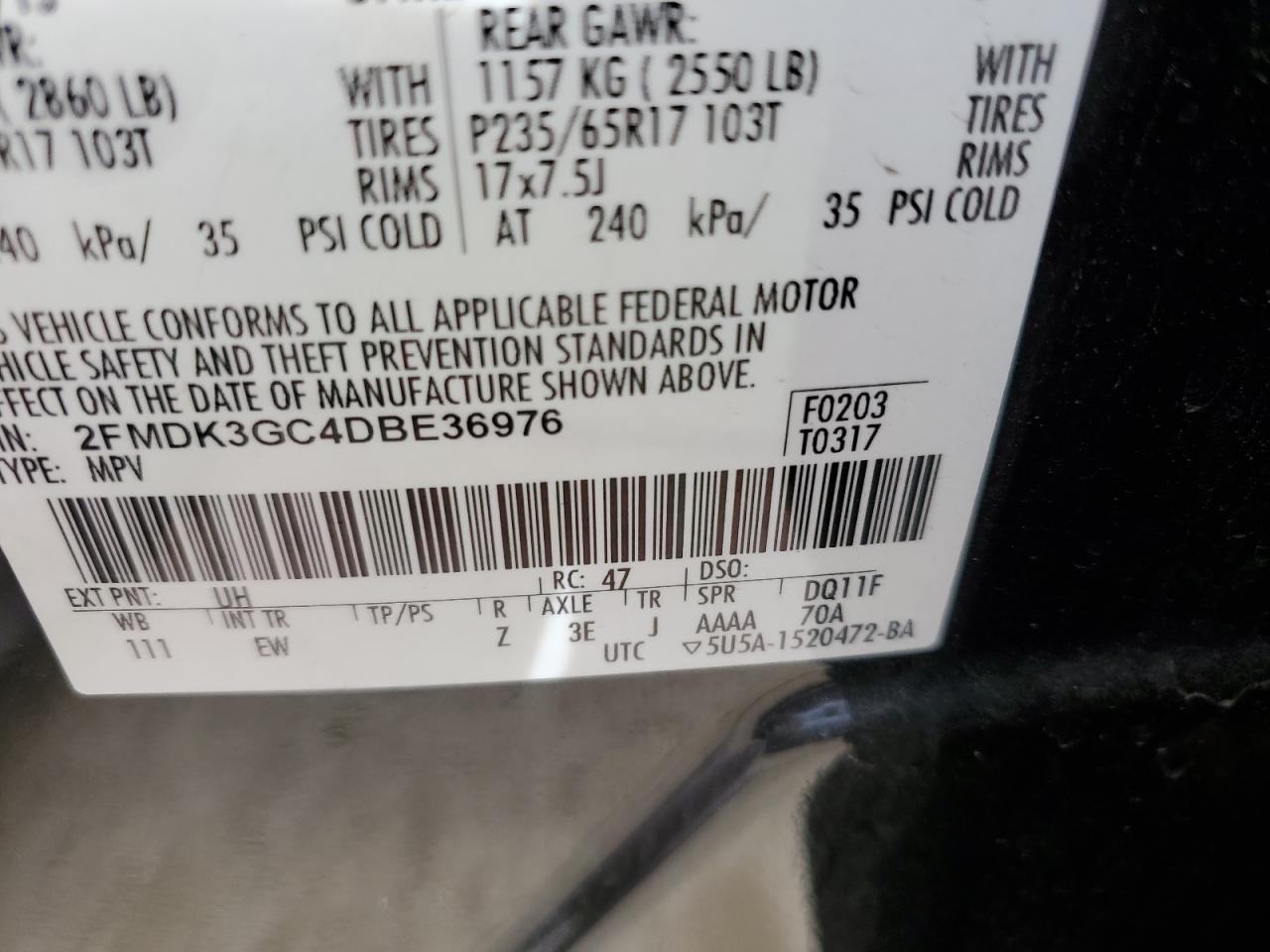 2FMDK3GC4DBE36976 2013 Ford Edge Se