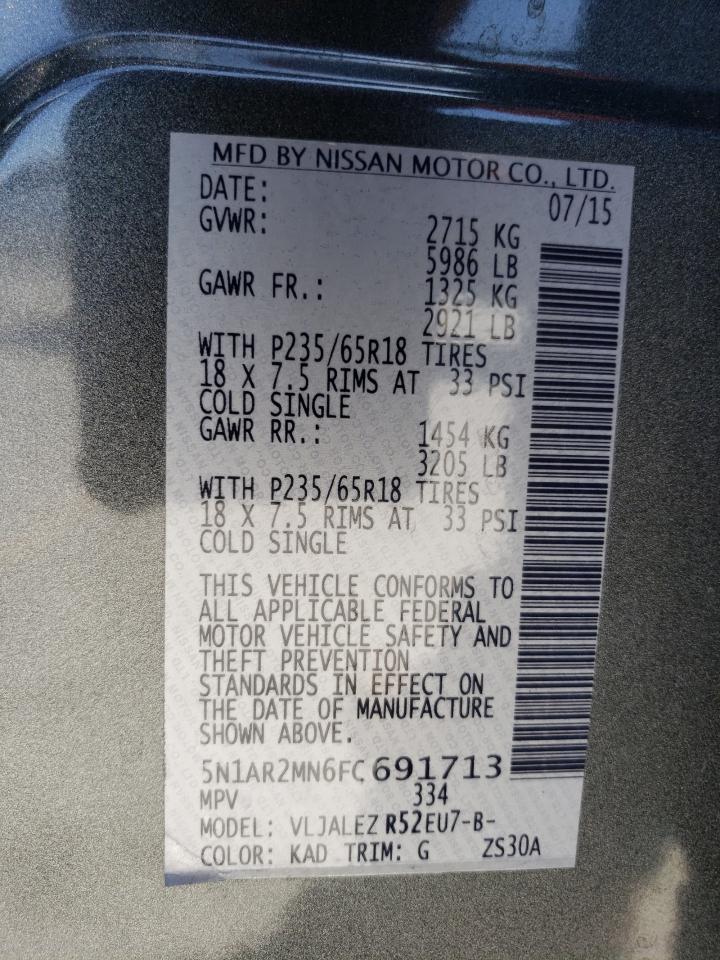 5N1AR2MN6FC691713 2015 Nissan Pathfinder S