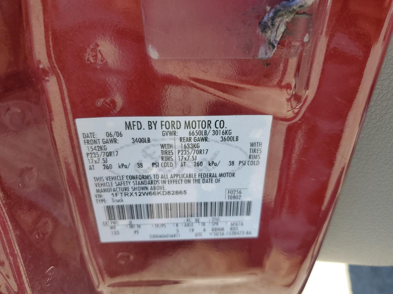 1FTRX12W66KD82865 2006 Ford F150