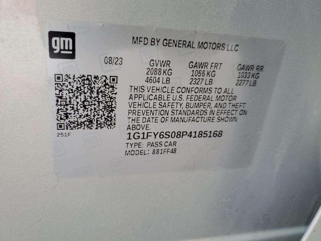 1G1FY6S08P4185168 2023 Chevrolet Bolt Euv Lt