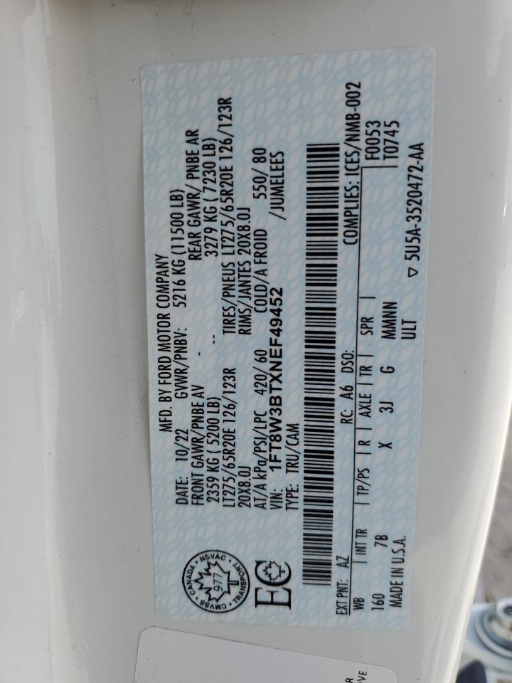 1FT8W3BTXNEF49452 FORD F350 2022