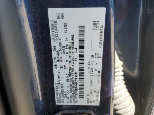 2017 Ford F150 Supercrew VIN: 1FTEW1EF0HKC23887 Lot: 50723814