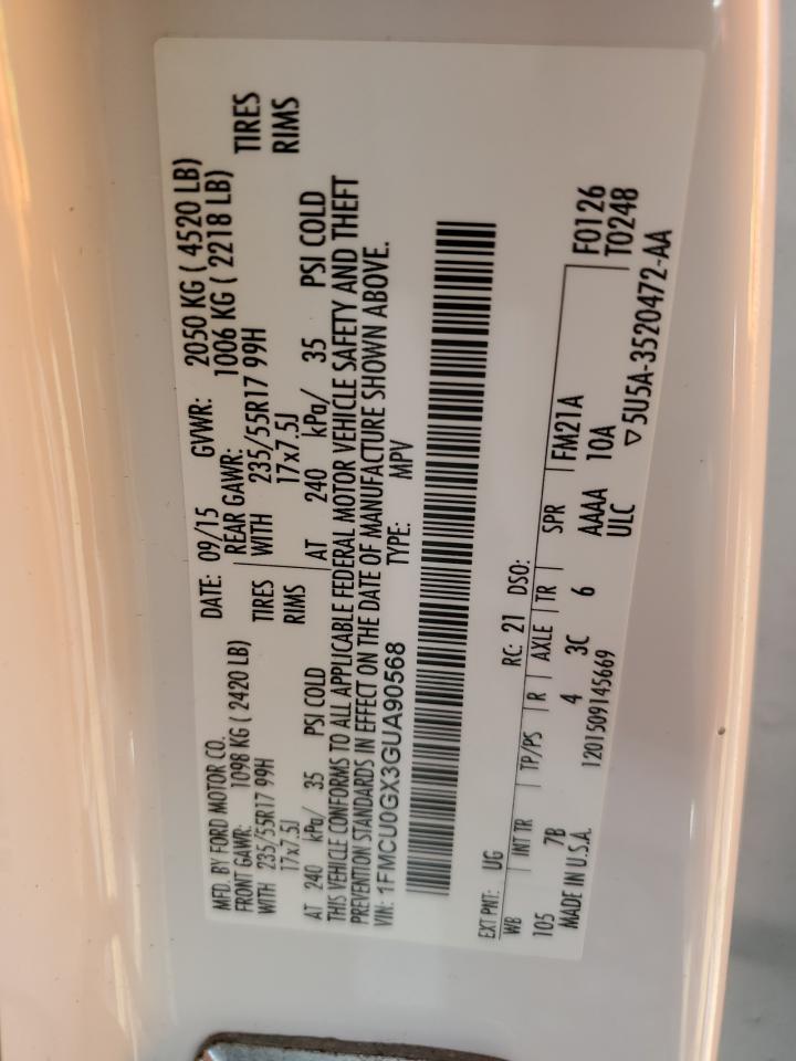 1FMCU0GX3GUA90568 FORD ESCAPE 2016