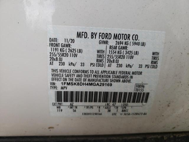 2021 Ford Explorer Xlt VIN: 1FMSK8DH4MGA29169 Lot: 50484984