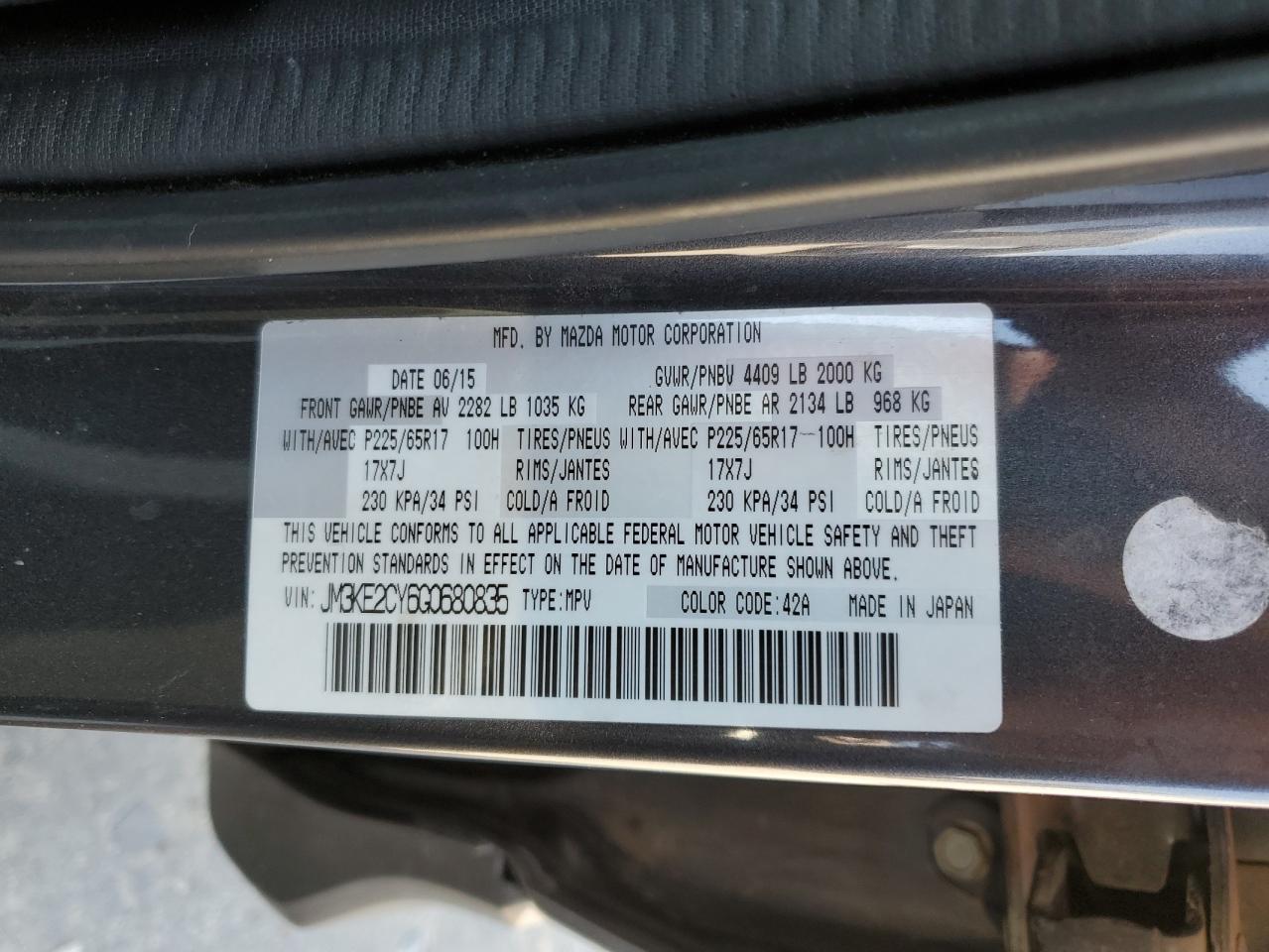 JM3KE2CY6G0680835 2016 Mazda Cx-5 Touring