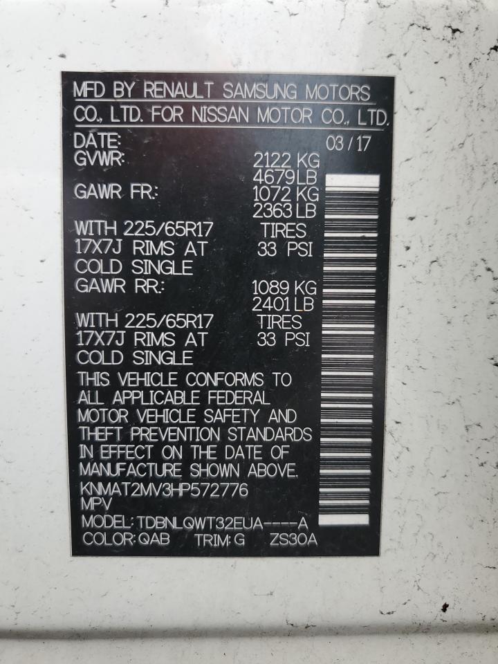 KNMAT2MV3HP572776 NISSAN ROGUE 2017