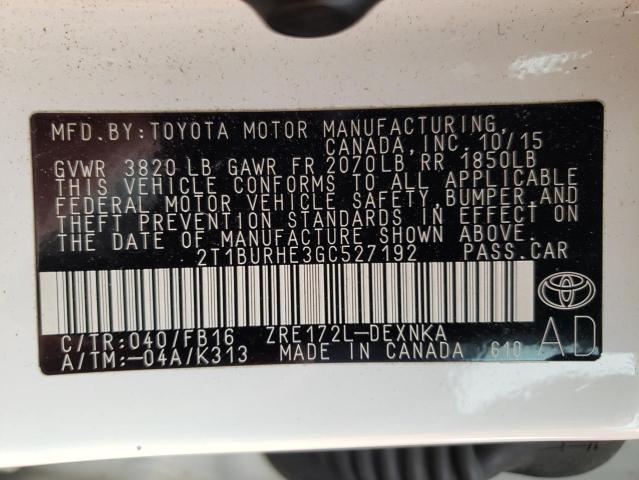 2016 TOYOTA COROLLA L - 2T1BURHE3GC527192