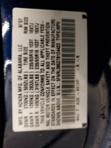 2007 Honda Odyssey Exl VIN: 5FNRL38627B124422 Lot: 49323264