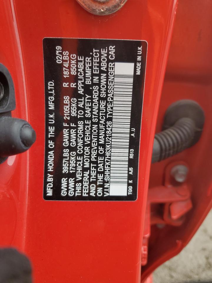 SHHFK7H63KU218426 2019 Honda Civic Ex