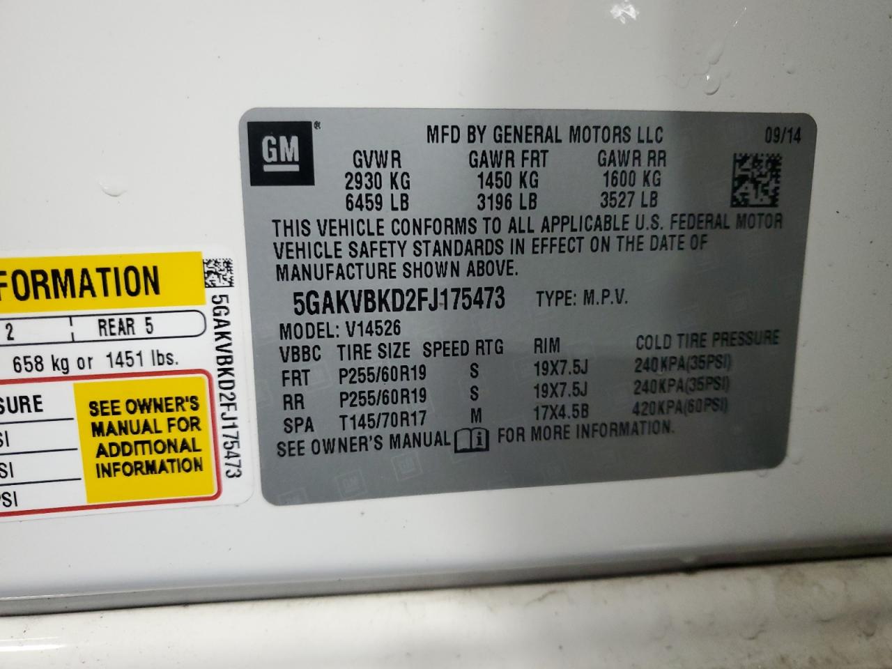 5GAKVBKD2FJ175473 2015 Buick Enclave